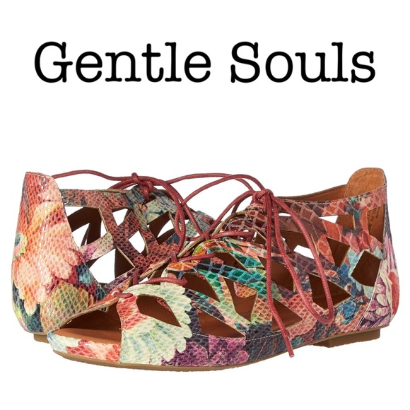 Gentle Souls Brielle Women's Multicolor Lace-Up Flats Size 8 - Picture 1 of 12